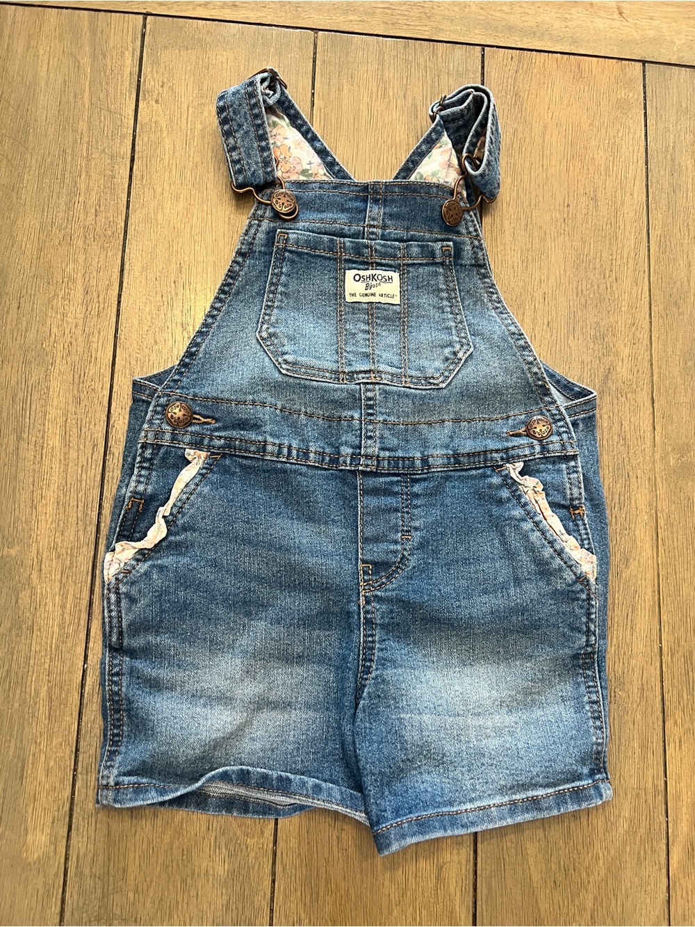 OshKosh B'gosh Washed Blue Denim Short Overalls